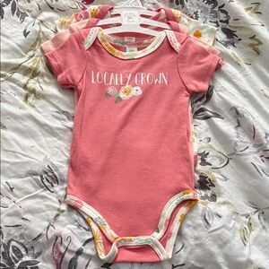 Locally Grown Pink Baby Onesie 3 pc set